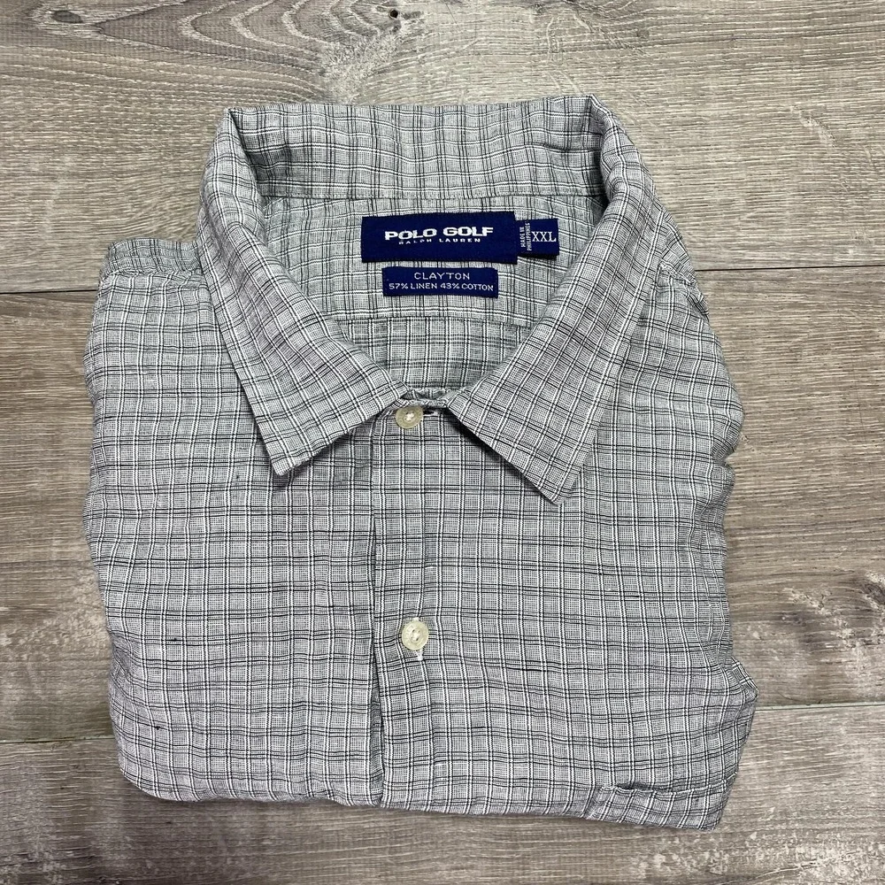 Polo Golf Ralph Lauren‎ Shirt Mens 2XL 100% Linen Cotton Clayton Casual